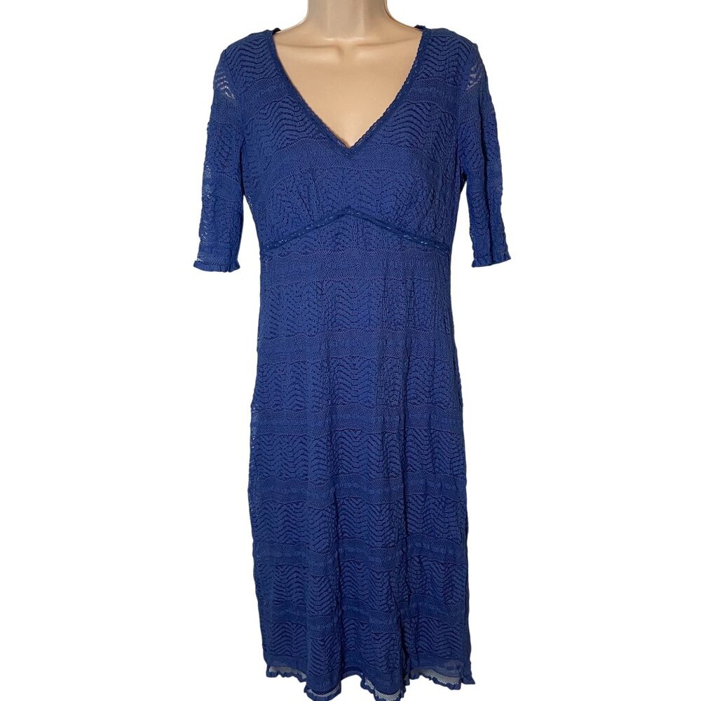Chris‎ McLaughlin Womens Babydoll Lace Lined Dress Size 6 Blue Party Office Y2K